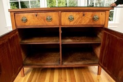 Antique American Two Door Cabinet With Custom Glass Top