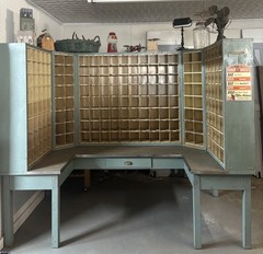VTG 50’s US Post Office Mail Sorter Cabinet Industrial Metal Wine Rack Display
