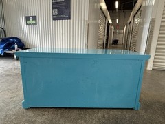Pair 1970’s Turquoise Cabinets W Studded Steel Doors