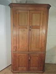 Antique Primitive Corner Cupboard Cabinet Panel 4 Door Pine Rustic