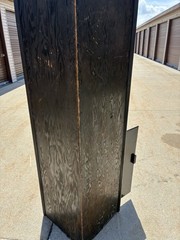 Antique Black Painted Wooden Corner Cabinet, Handmade with Shelves and Door
