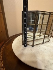 3 Shelves Brass & Glass w/ Mirror Double Glass Doors Tabletop Display