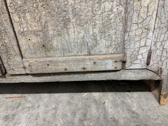 Primitive Jelly Cabinet / Cupboard 44″ x 47.5″ Original Grey/Green Paint