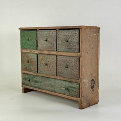 Americana Primitive Antique Apothecary Cabinet/Chest With Distressed Multi Color