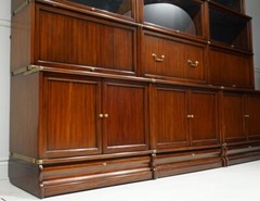 Full Wall Barrister stacking bookcase unit showcase Mahogany wood with glass