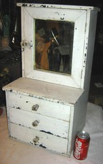 ANTIQUE PRIMITIVE US WOOD TOY DOLL CUPBOARD COUNTRY DRAW DOOR SHELF MIRROR FRAME