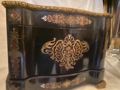 French Napoleon III Walnut and Bras Tantalus Liquor Cellar Cabinet w/ 15 glasses