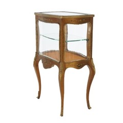Antique Louis XV Style Giltwood Vitrine with Hand Painted Floral C1910