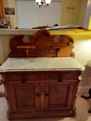 Antique Victorian Marble Top Wash Stand w/ Backsplash and Towel Bars 1875-1899