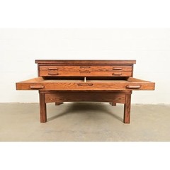 Antique Oak Arts & Crafts Architect’s Flat File Cabinet, Newly Refinished