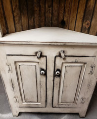 Handmade vintage style corner hutch/ primitive corner hutch