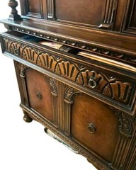 Antique Jacobean Style China Cabinet Hutch Cupboard