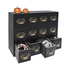 12 Drawers Vintage Tabletop Library Card Catalog Cabinet Storage Box NEW