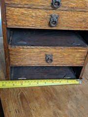 Oak 5 Graduated Drawer Small Cabinet Ceramic Insert Drawers Victorian Antique