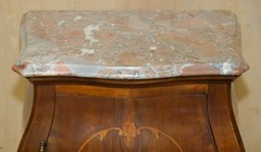 FINE PAIR OF ANTIQUE 1880 ITALIAN MARBLE TOP BOMBE NIGHTSTAND SIDE TABLE CHEST