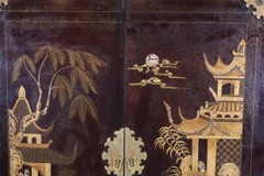 Antique George III Style Chinoiserie Two Door Chest On Stand
