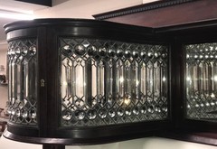 Antique Victorian Jeweled & Beveled Leaded Glass Back Cupboard – 1890s #22467