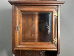 19thC Antique VICTORIAN Era EASTLAKE Old CARVED Flower WALNUT Wall CURIO CABINET