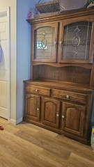 Vintage Wooden Oak China Cabinet Hutch Cupboard Buffet Lighted Eagle Industries
