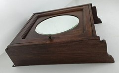 Medicine Cabinet Apothecary Kitchen Bathroom wood Oval Beveled glass mirror Gorg