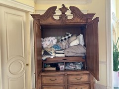 Luxurious antique furniture cupboard wood TV cabinet 4 drawers Marge Carson
