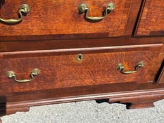 antique George III banded oak mule chest cabinet 1780 keys Chippendale inlaid