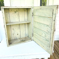 Atq Wood Wall Mount Cabinet Early 20th C Primitive Farmhouse Cupboard Cottage