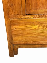 Antique Korean Hardwood Moon Face 4 Door Wedding Cabinet Armoire