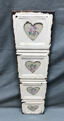 VTG 5×23 Multi Quad 3″ Heart Photo Tin Ceiling Metal Picture Frame Old 1849-25B
