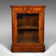 Large Antique Pier Cabinet, English, Walnut, Glazed, Druce & Co, Victorian, 1850