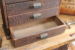c.1900s Antique Primitive 25″ Desktop Tool Stationery File Cabinet Vtg 7 Drawers