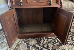 Antique 19th Century Burl Walnut Washstand End Table Night Stand Cabinet