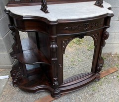 ROSEWOOD ROCOCO MARBLE TOP ETAGERE
