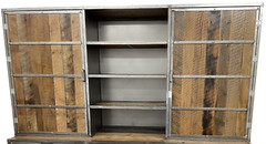 Industrial Credenza w/ Hutch Reclaimed Wood Welded High End Brutalist 96″ TALL!