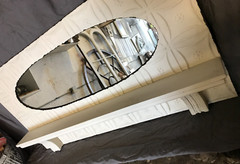 VTG Architectural 24×47 Corbel Shelf Tin Ceiling Shabby Oval Mirror Old 552-24B