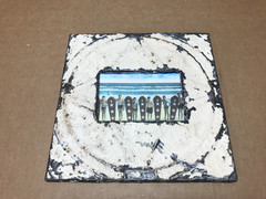 VTG 11″ Sq. Photo 4×6 Tin Ceiling Metal Shabby White Picture Frame Old 921-26B