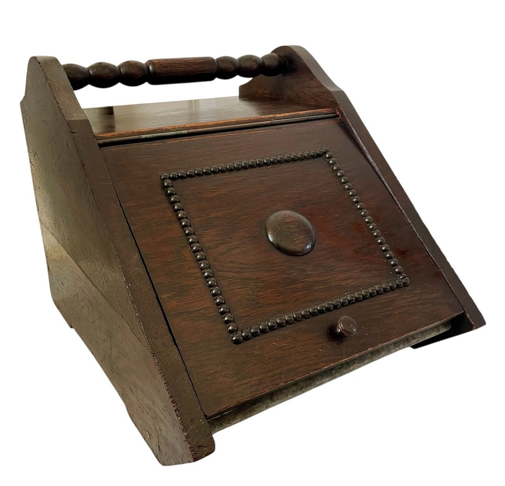 Antique English Oak Coal Bin or Kindling Storage