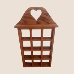 Vintage Heart Cut Out Wood Trinket Wall Display Shelf 12 Cubbies Cottage Granny