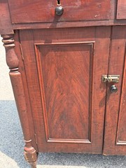 Antique paint decorated primitive country store cabinet cupboard podium folky