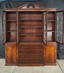 Baker Manor House English George III Mahogany Breakfront China Cabinet Bookcase