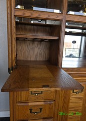 Vintage Campaign Style Oak China Hutch