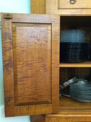 Tiger maple antique reproduction corner cupboard, custom made