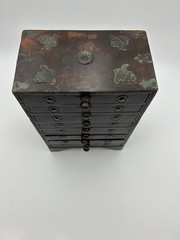 Hindu Asian 8 Drawer Apothecary, Wood Chest Cabinet, Jewelry Box, Spice Holder