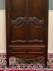 Antique French Louis XV Style Armoire Cupboard Linen Cabinet Bonnetiere Oak