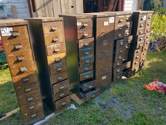 Steel file Cabinet Drawers vintage industrial (Art Metal) Faux Wood mid century