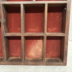 VTG Wooden House Wall Curio Miniature Display Cabinet Red Velvet 25Cubbies