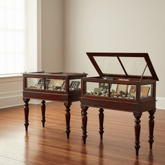 Rare Pair of Anglo-Indian Teak Vitrine Display Tables Cabinets, 19th century