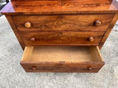Antique Mahogany or Burl Oak Book Case Secretary 2-Piece Cabinet Drawers