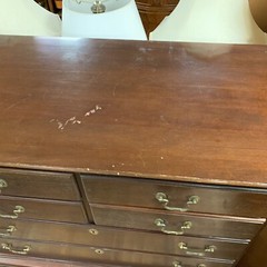 VTG 1950s Link Taylor Hand Carved Solid Mahogany Wood 9 Drawer Chest On Chest