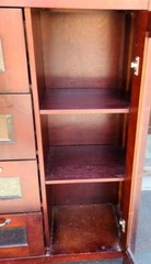 Beautiful Vintage Solid Wood Cabinet – Veneer Finish – Beveled Glass Doors – VGC